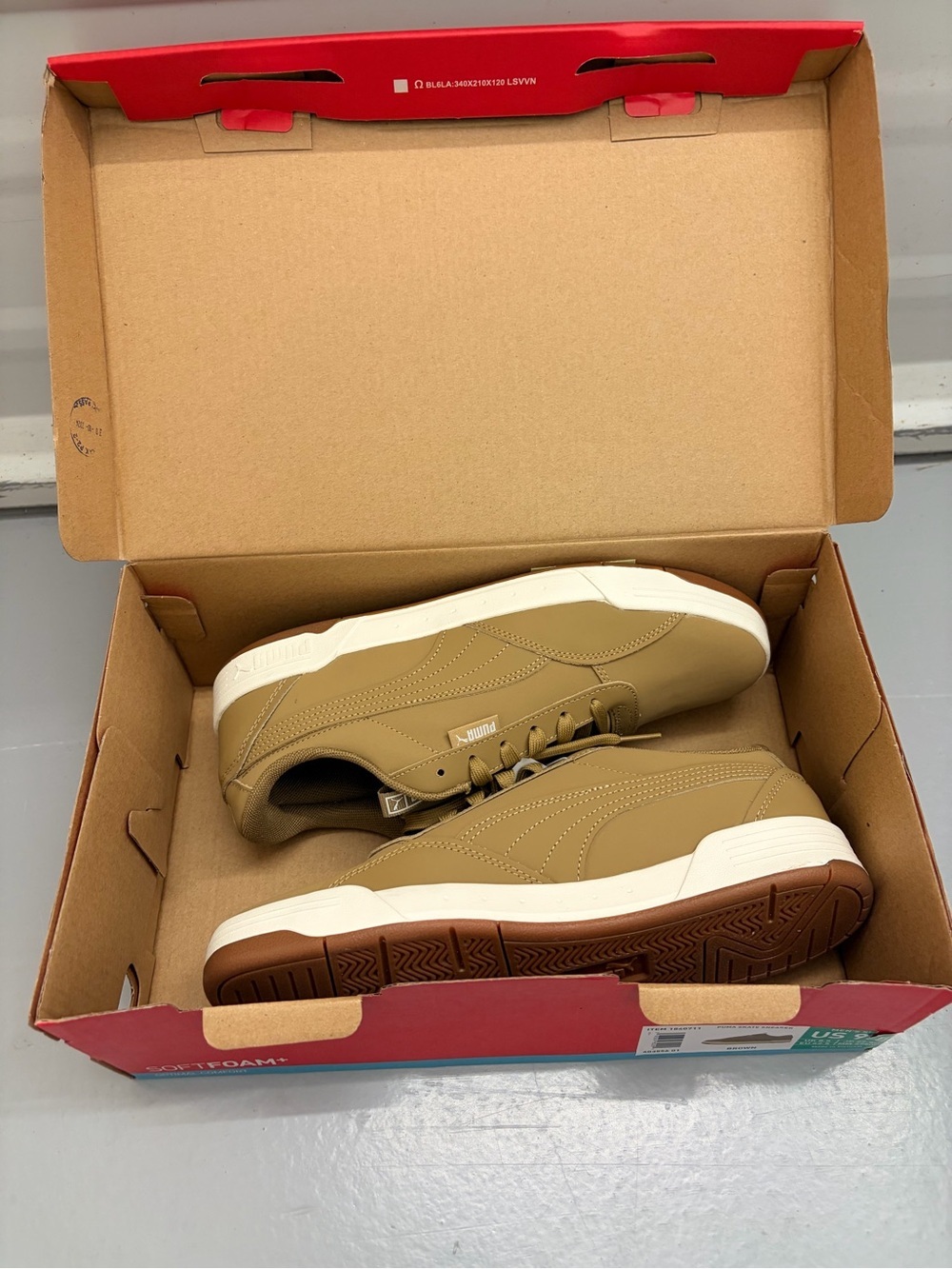 Puma Skate C Buck Toasted Tan Leather Low Top Sneakers Men's Size 9.5 NEW - Picture 4 of 5